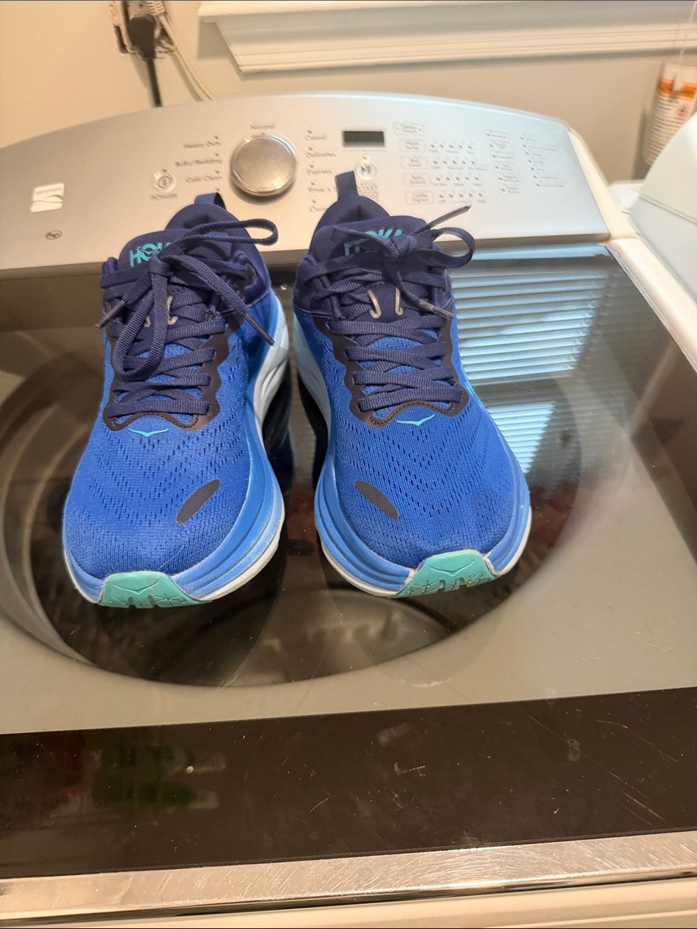 Hoka Royal Blue Running Sneakers with Teal Accents